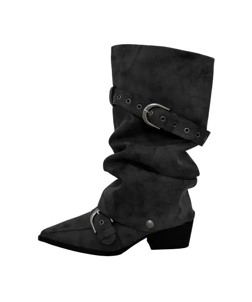 [PASION] Wrinkled 2Way Stiletto Boots_Black / 링클 투웨이 스틸레토 부츠_블랙  Wrinkled 2Way Stiletto Boots_Black
