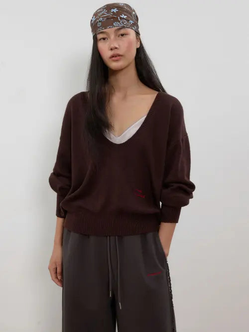 [MUEMUER] Deep Scoop-Neck Knit Pullover MU2678PO803M