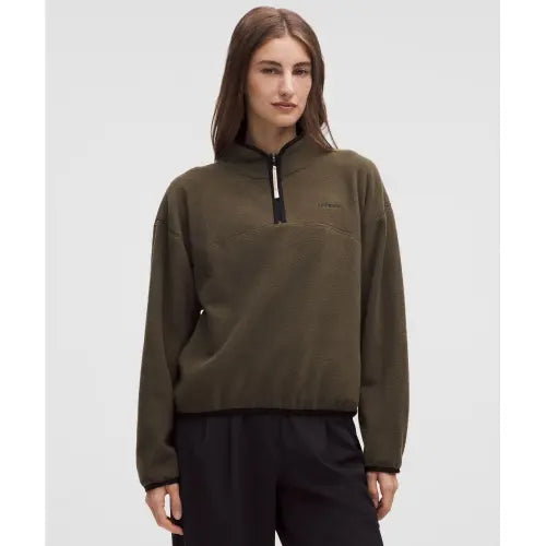 [LULULEMON] Tumbled Fleece Half-Zip Jacket OVBR BLK LTIV / 텀블드 플리스 하프집 재킷  OVBR BLK LTIV