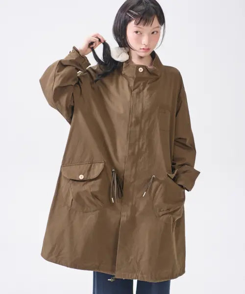 [SOME PLACE] Flower Snap Detail Rivet Multi-Pocket Utility Oversized Parka Cotton Jacket_2COLOR / 플라워 스냅 디테일 리벳 멀티 포켓 유틸리티 오버핏 야상 코튼 자켓_2COLOR