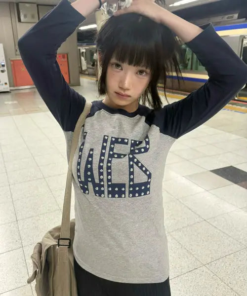 [TYPESERVICE] Web Hotfix Raglan Top [Navy]