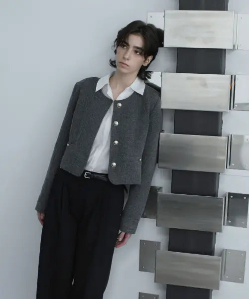 [DENOAH] Your classic tweed jacket(chacoal) / 유얼 클래식 트위드 자켓(챠콜)