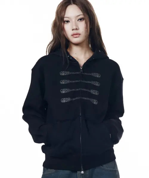 [AAKAM] Napoleon Printed Zip-Up Hoodie (Black)