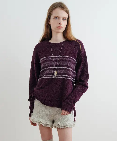 [SINOON] Velvet String Pullover (Grape)