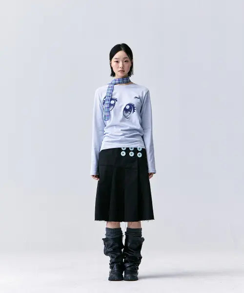 [TANSANMAGNESIUM] Double Button Midi Skirt (Black) / 더블 버튼 미디 스커트 (블랙)