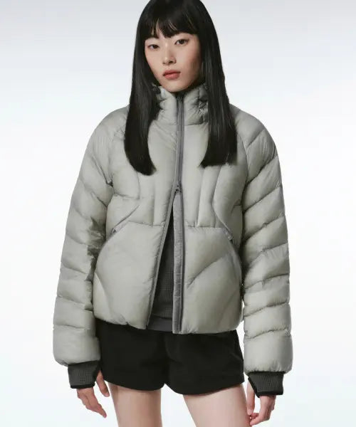 [MUSINSA STANDARD WOMAN] City Leisure Women's Contour Hooded Light Down Jacket [Light Grey] / [시티 레저] 우먼즈 컨투어 후디드 라이트 다운 재킷 [라이트 그레이]
