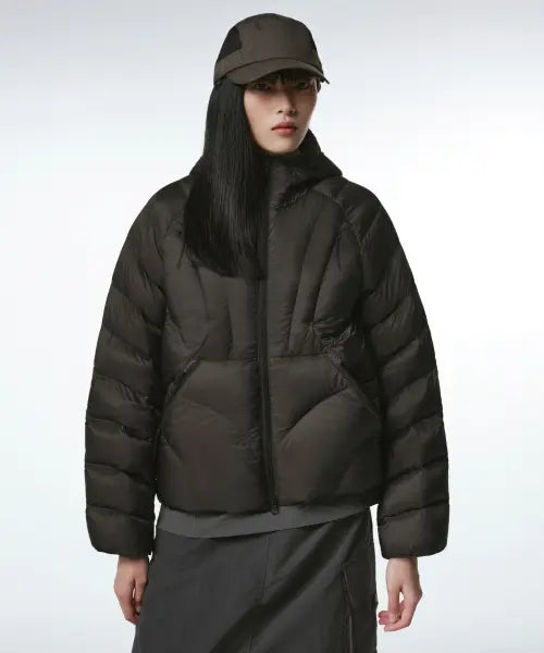 [MUSINSA STANDARD WOMAN] City Leisure Women's Contour Hooded Light Down Jacket [Mud Grey] / [시티 레저] 우먼즈 컨투어 후디드 라이트 다운 재킷 [머드 그레이]