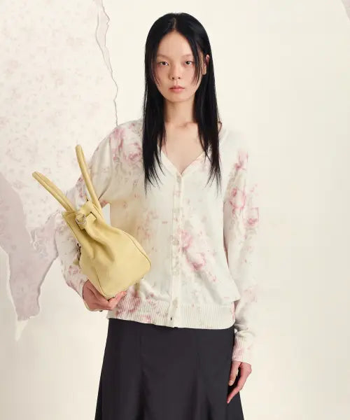 [SUNBURNPROJECT] FLORAL PRINT CARDIGAN, IVORY
