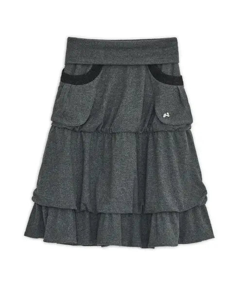[HUG YOUR SKIN] Big pocket flayered midi skirt (Charcoal) / 빅 포켓 플레어드 미디 스커트 (차콜)