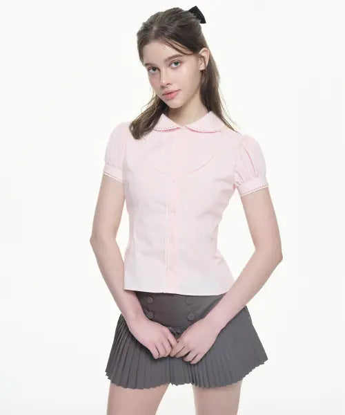 [WHISFAIRY] Classic Lace Blouse - PINK