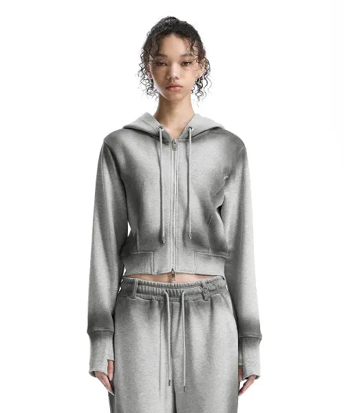 [TREEMINGBIRD] Brushed Set-Up Sweat Hoodie Zip-Up [ Melange Gray ]