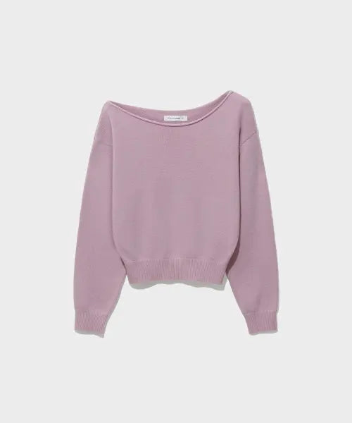 [LOW CLASSIC] ROLLED EDGE OFF-SHOULDER SWEATER_PINK [LC263KN01PK]