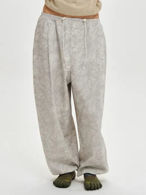 [PLZPROJECT] PATTERN RELAXED JOGGER PANTS, LIGHT GRAY