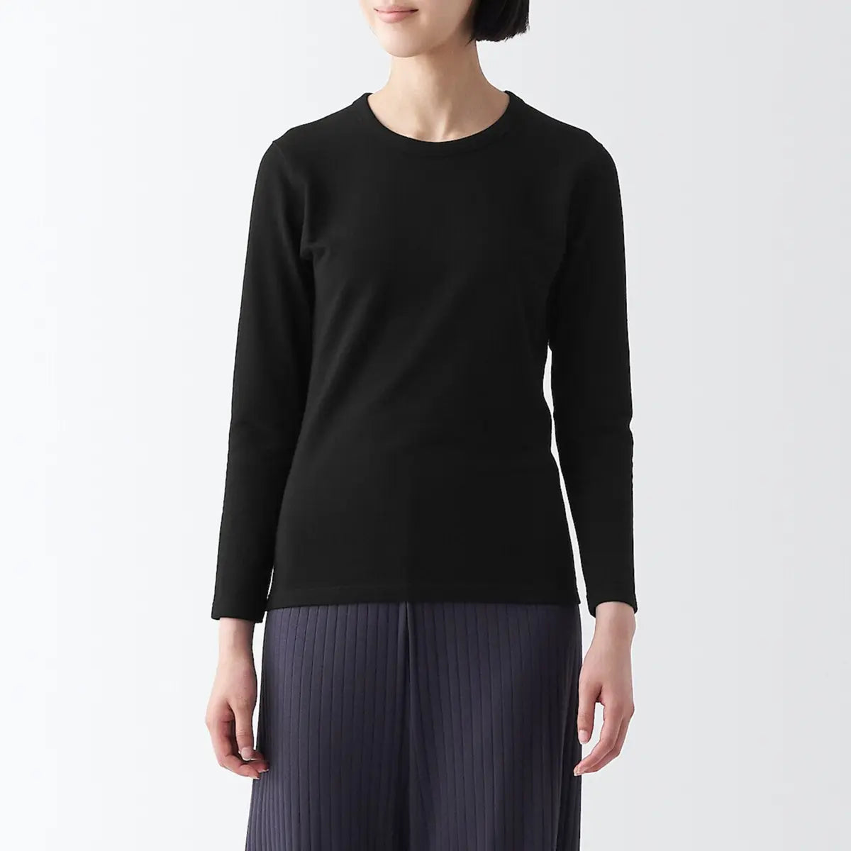 [MUJI] Women's Thick Thermal Crewneck Long Sleeve T-Shirt / 여성 두꺼운 발열면 크루넥 긴소매 티셔츠