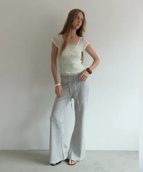 [ASURA] RELAXED BOOTCUT PANTS (MELANGE GREY)