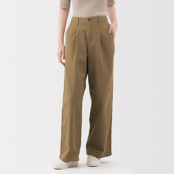 [MUJI] Slub Chino Pleated Wide Pants / 슬러브 치노 턱 와이드 팬츠