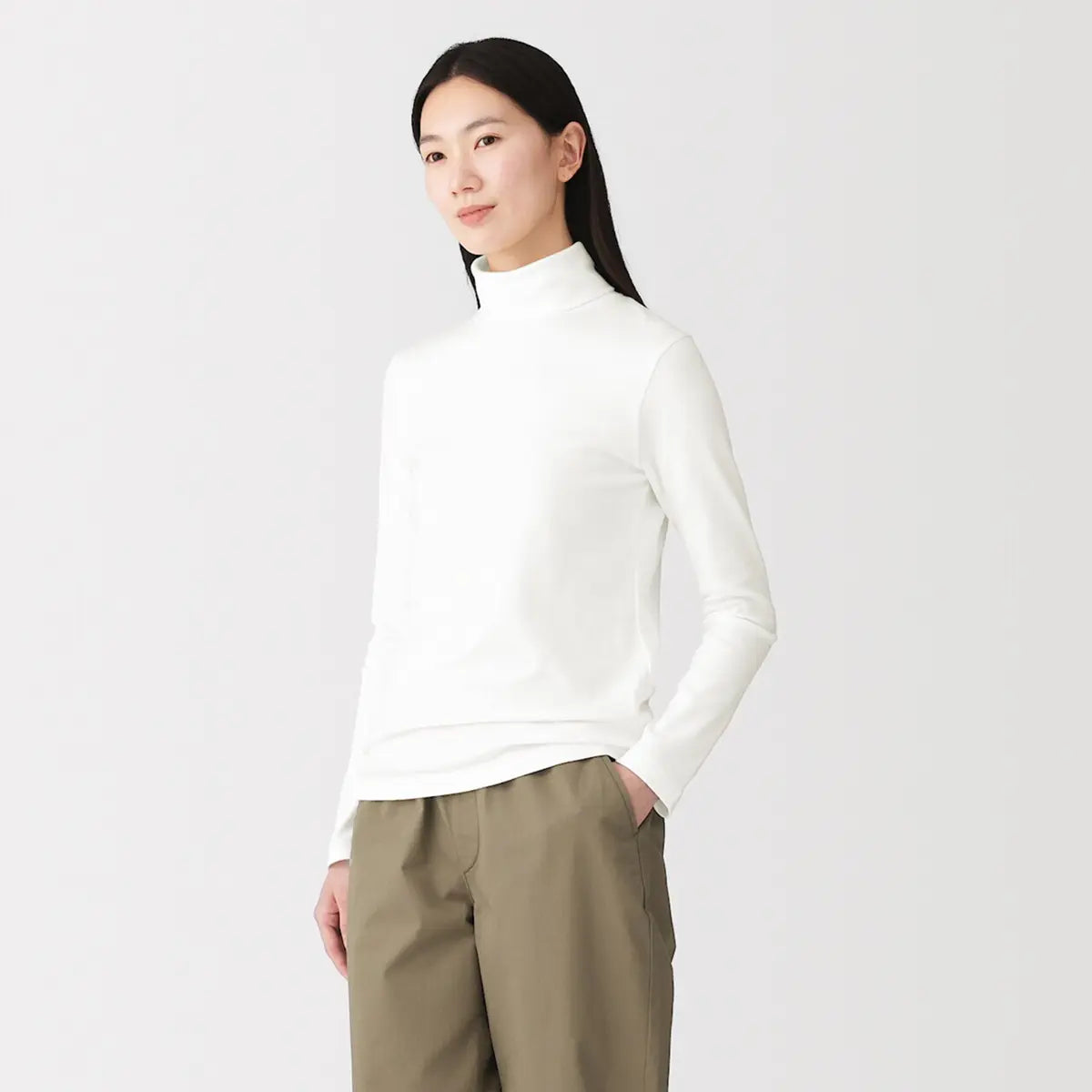[MUJI] Stretch Fleece Turtleneck Long Sleeve T-Shirt / 스트레치 후라이스 터틀넥 긴소매 티셔츠