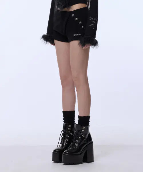 [GILAARCHIVE] 4-BUTTON KNIT SHORTS_BLACK