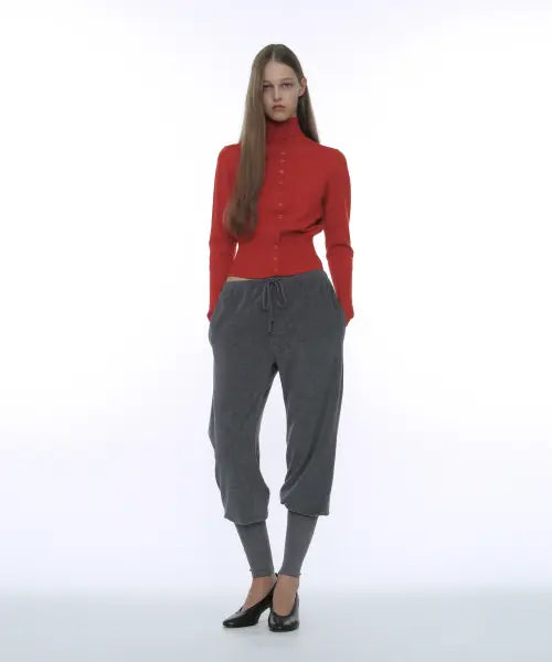 [PARTIMENTO WOMEN] PWC Wide Cuffs Jogger Pants_Charcoal Melange / PWC 와이드 커프스 조거 팬츠_차콜 멜란지