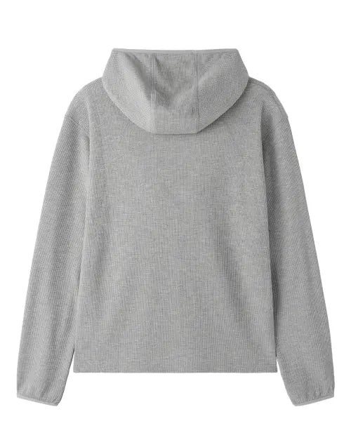 [OPENYARD(OY)] FLATLOCK WAFFLE HOODIE L/S TOP - MELANGE