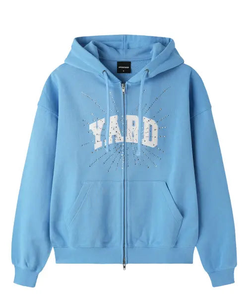[OPENYARD(OY)] RHINESTONE BURST HOODIE ZIP UP - LIGHT BLUE