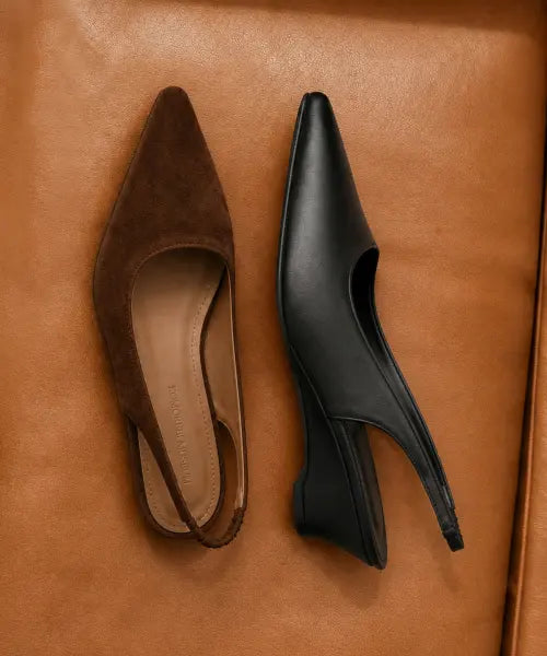 [KOMOREBI MUSEUM] Semi Square Toe Wedge Slingback / 4Colors_세미 스퀘어 토 웨지 슬링백 l KM491