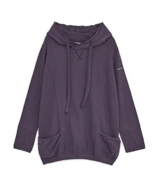 [HUG YOUR SKIN] Hooded cotton loose dress (Purple) / 후드 코튼 루즈 드레스 (퍼플)