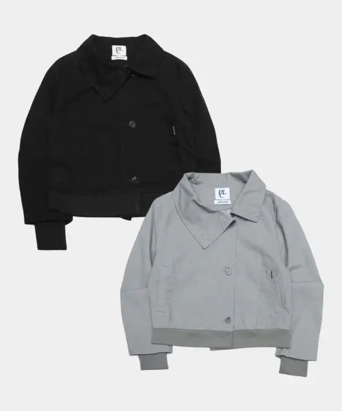 [PLACE STUDIO] High Neck Button Princess Line Semi Crop Long Sleeve Cotton Trench Jacket / 하이넥 버튼 프린세스 라인 세미 크롭 긴팔 코튼 트렌치 자켓_2COLOR