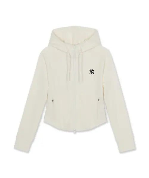 [MLB] WomenS Basic Sportive Seam Hood Zip Up / 여성 베이직 스포티브 절개 후드집업 NY (Cream)