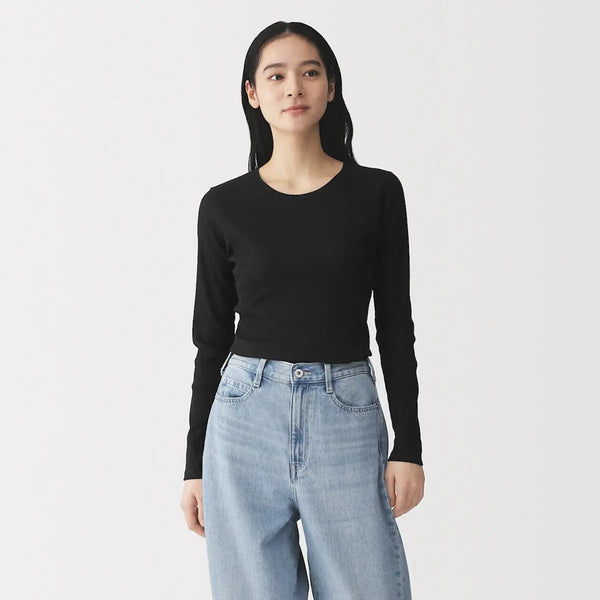 [MUJI] Soft Ribbed Crewneck Long Sleeve T-Shirt / 소프트 리브 크루넥 긴소매 티셔츠