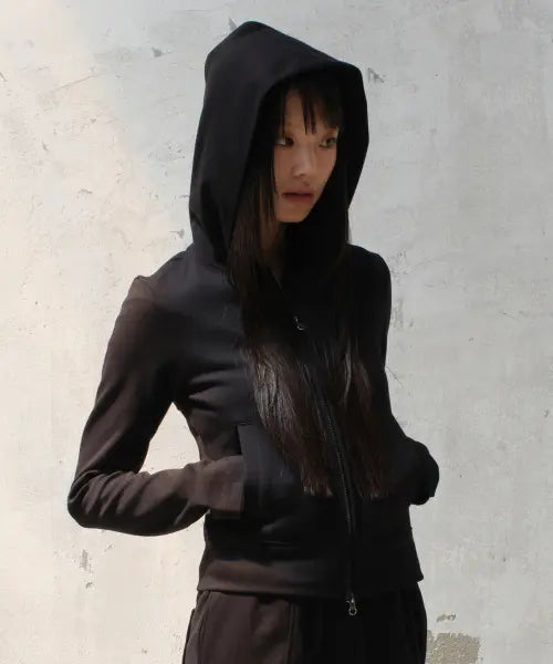 [DIVEIN WOMEN] Sollano x Divein Women's Regular Hood Zip-Up (Black) / [설라노 X DIVEIN WOMEN] REGULAR HOOD ZIP-UP (BLACK)