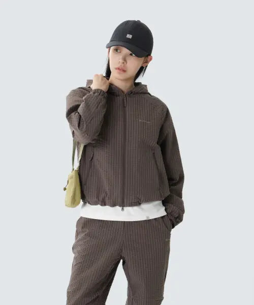 [SNOWPEAK APPAREL] Womens Checked Seersucker Jacket (S26FWFJK09) Chocolate Khaki / 체크 시어서커 여성 자켓 (S26FWFJK09) Chocolate Khaki