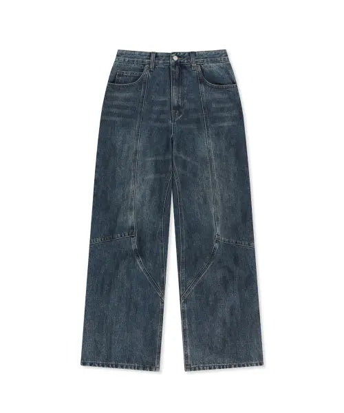 [MATIN KIM] CURVED SEAM STRAIGHT DENIM PANTS IN BLUE