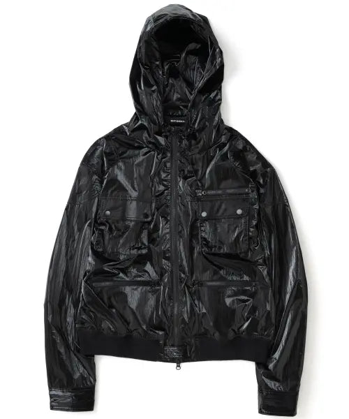 [NOT4NERD] Gloss Utility Pockets Windbreaker Jacket - Black