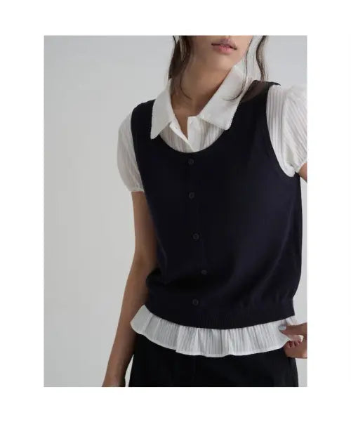 [8SECONDS] Woven Patch Short Sleeve Pullover Navy / 우븐패치 반팔 풀오버  네이비