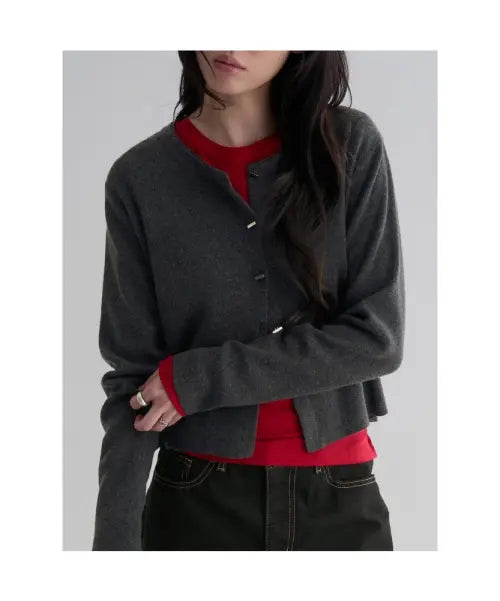[8SECONDS] Wool Blend Button Detail Cardigan - Ash / 울혼방 버튼장식 카디건  애쉬