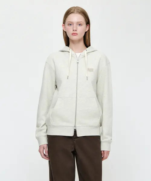 [MARITHÉ + FRANҪOIS GIRBAUD] BACK CLASSIC LOGO HOODIE ZIPUP oatmeal