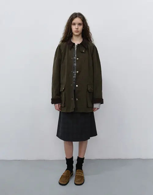 [DUNST] PLEATS MIDI WRAP CHECKED SKIRT CHARCOAL GREY CHECK / PLEATS MIDI WRAP CHECKED SKIRT_UDSK6C205_CHARCOAL GREY CHECK