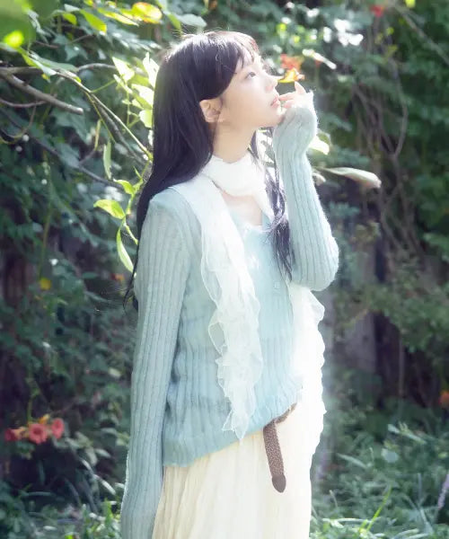[FDR] Chloe Reverse Henley Cardigan Knit_Mint