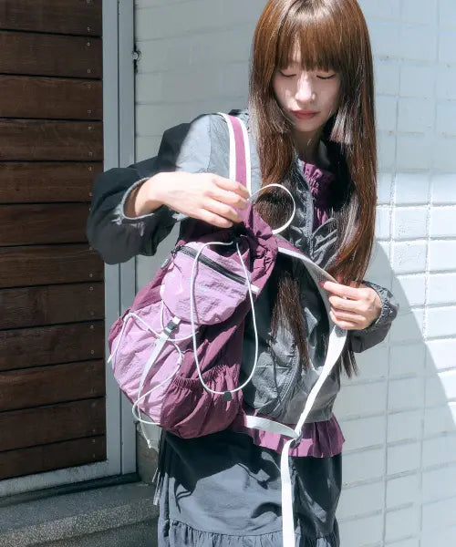 [WITHSOME] Double Skoot Backpack - Grape Mousse / 더블 스쿱 포켓 백팩 - 그레이프무스
