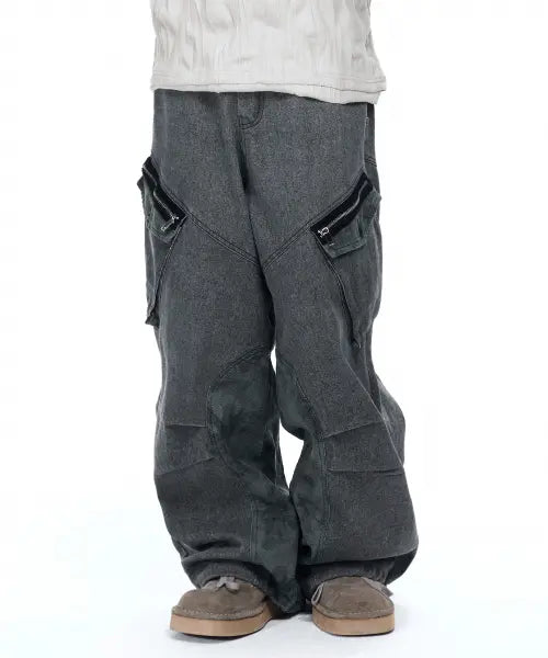 [RSSC] HERRINGBONE MIX CARGO PANTS - CHARCOAL