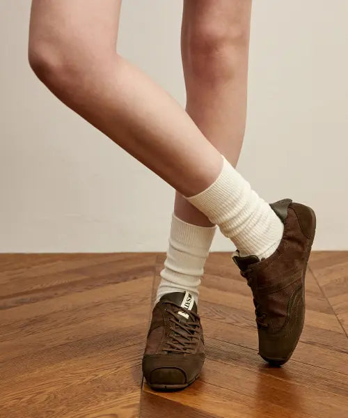 [SATUR] Oblique Chamude Sneakers Brown / 오블리크 샤무드 스니커즈 브라운