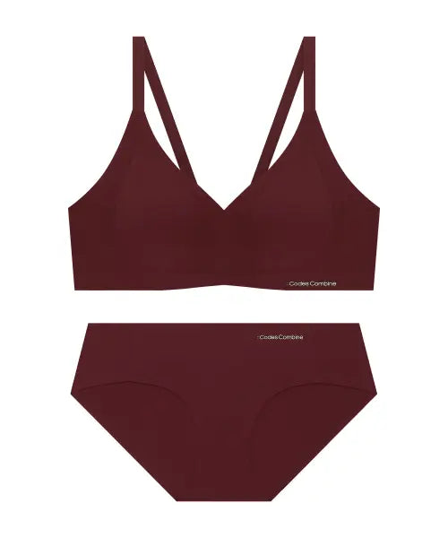 [CODES COMBINE INNERWEAR] Power Volume Seamless Wire-Free Bra Panty Set_Wine / 파워볼륨 심리스 노와이어 브라팬티 세트_와인