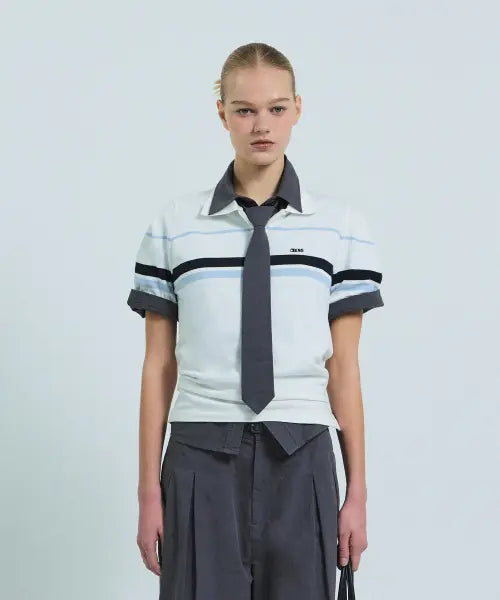 [GROVE] 26SS LIAM HALF ZIP-UP COLLAR T-SHIRT (WHITE)