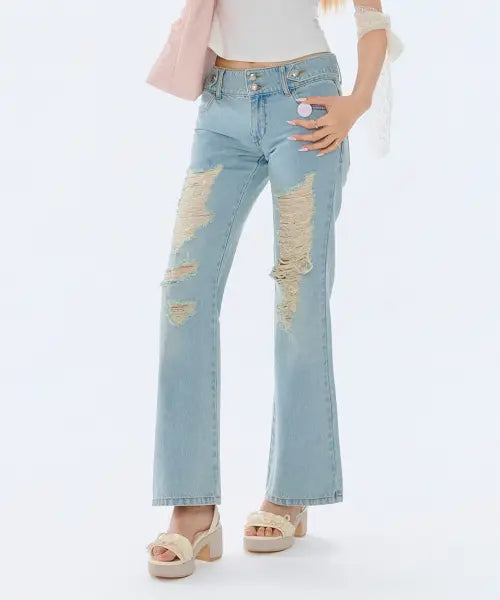 [FORUSRING] Double star damaged jeans (blue)