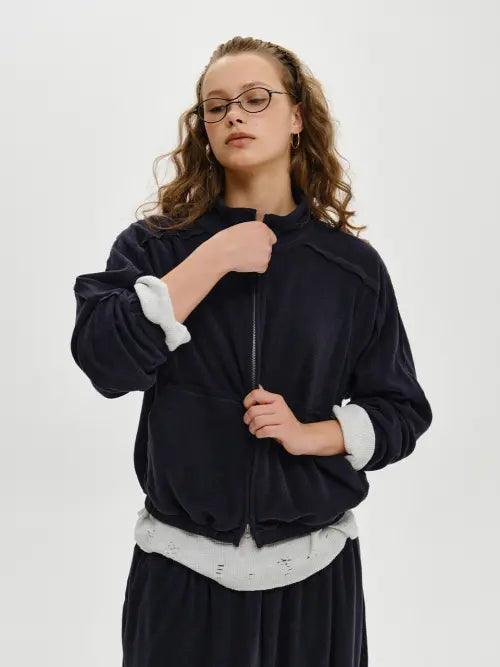 [PLZPROJECT] TERRY TRACK JACKET, NAVY