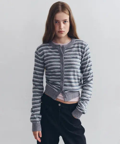 [ROLAROLA] STRIPE CARDIGAN GRAY