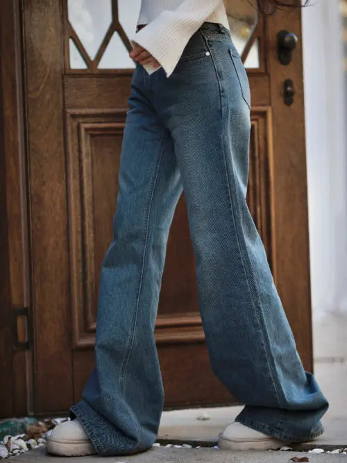 [KINDAME] Pelvic volume-up loose drape wide denim / 골반볼륨업 루즈 드레이프 와이드 데님
