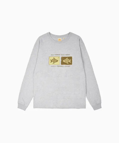 [HELLO SUNRISE] Geometric Fish L/S Tee_L.Gray