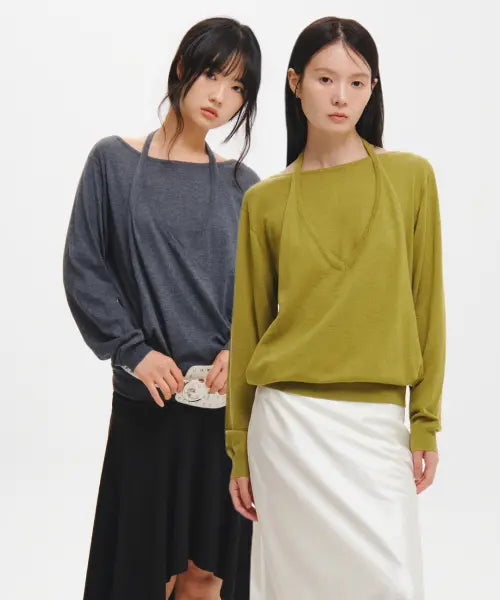 [GENERALIDEA] woman relaxed halter layered pullover [3col] / WOMAN 릴렉스드 홀터 레이어드 풀오버 [3COL] / GF3LKP501